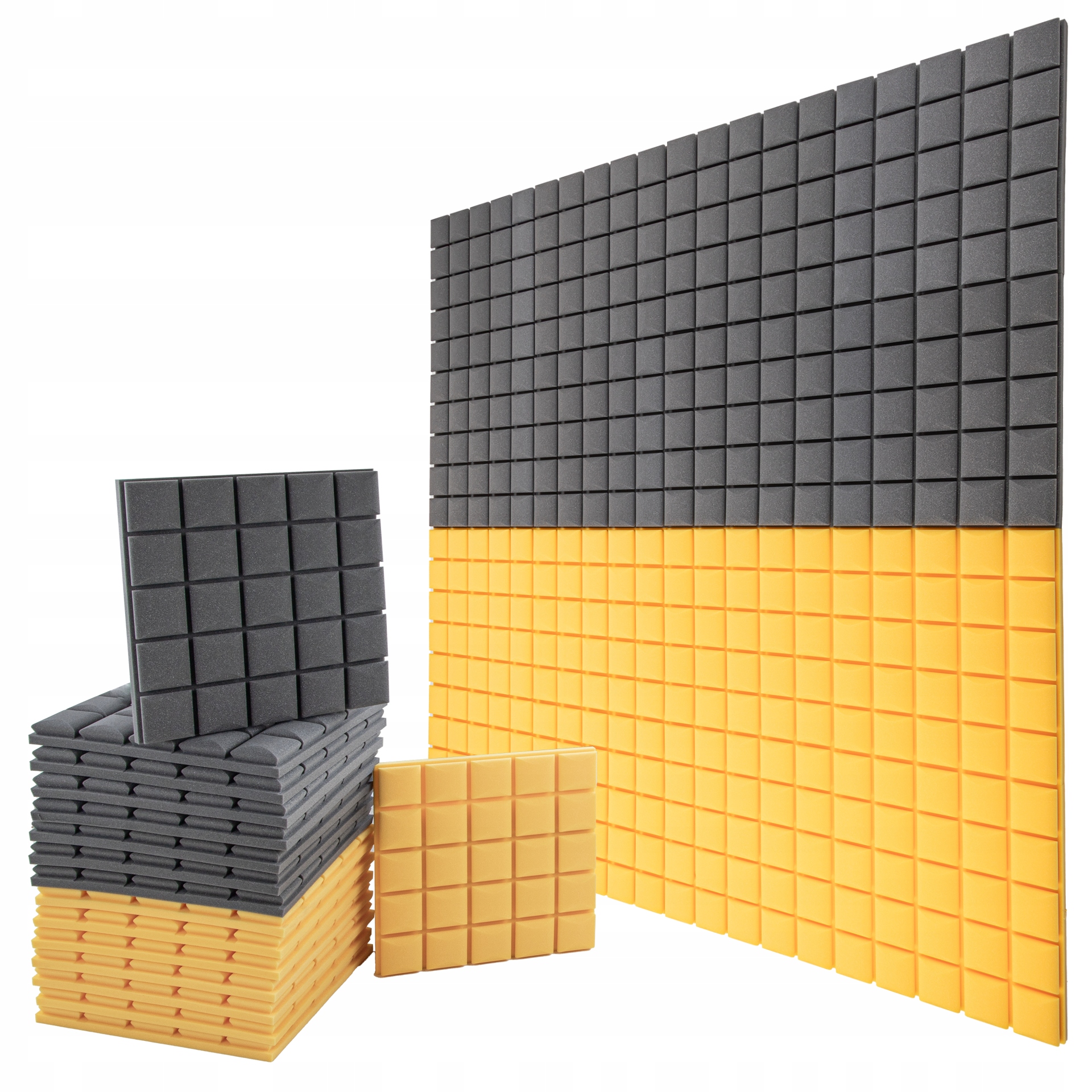 Akustická zvukotesná podložka panel konvexná kocka sada 16 kusov 50x50x5 cm