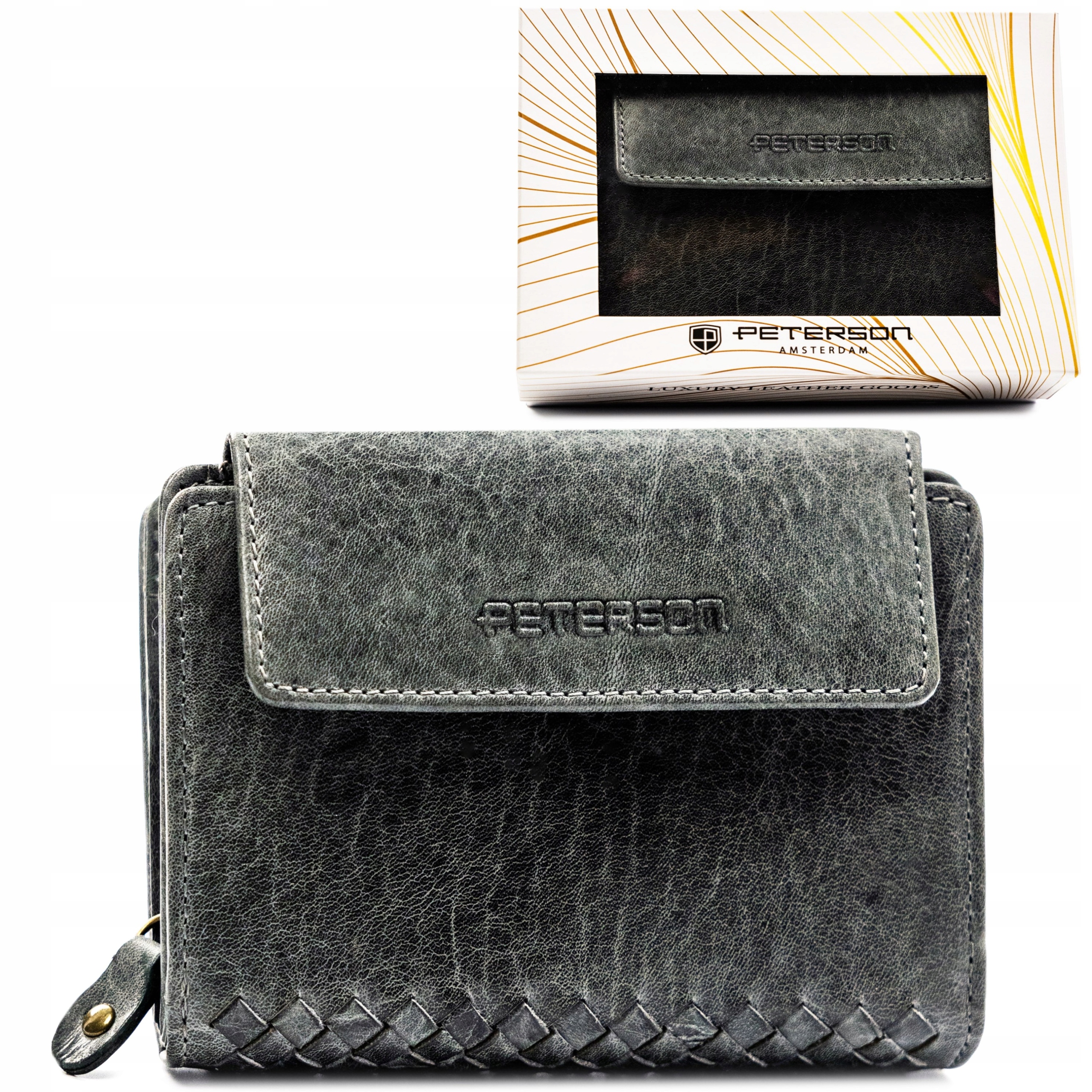 Stylová dámská kožená peněženka Peterson se zapínáním na patent s Rfid