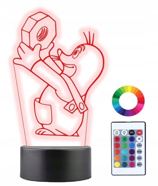 

Lampka Nocna 3D Led Krecik Grawer Imię
