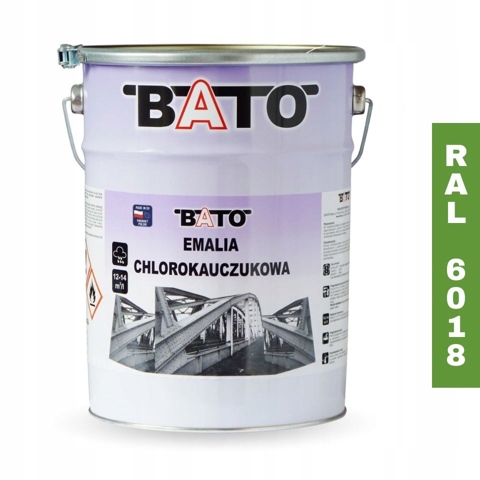 Chlorkaučuková smaltová barva Barva na kov Ral 6018 Zelená 5L Bato