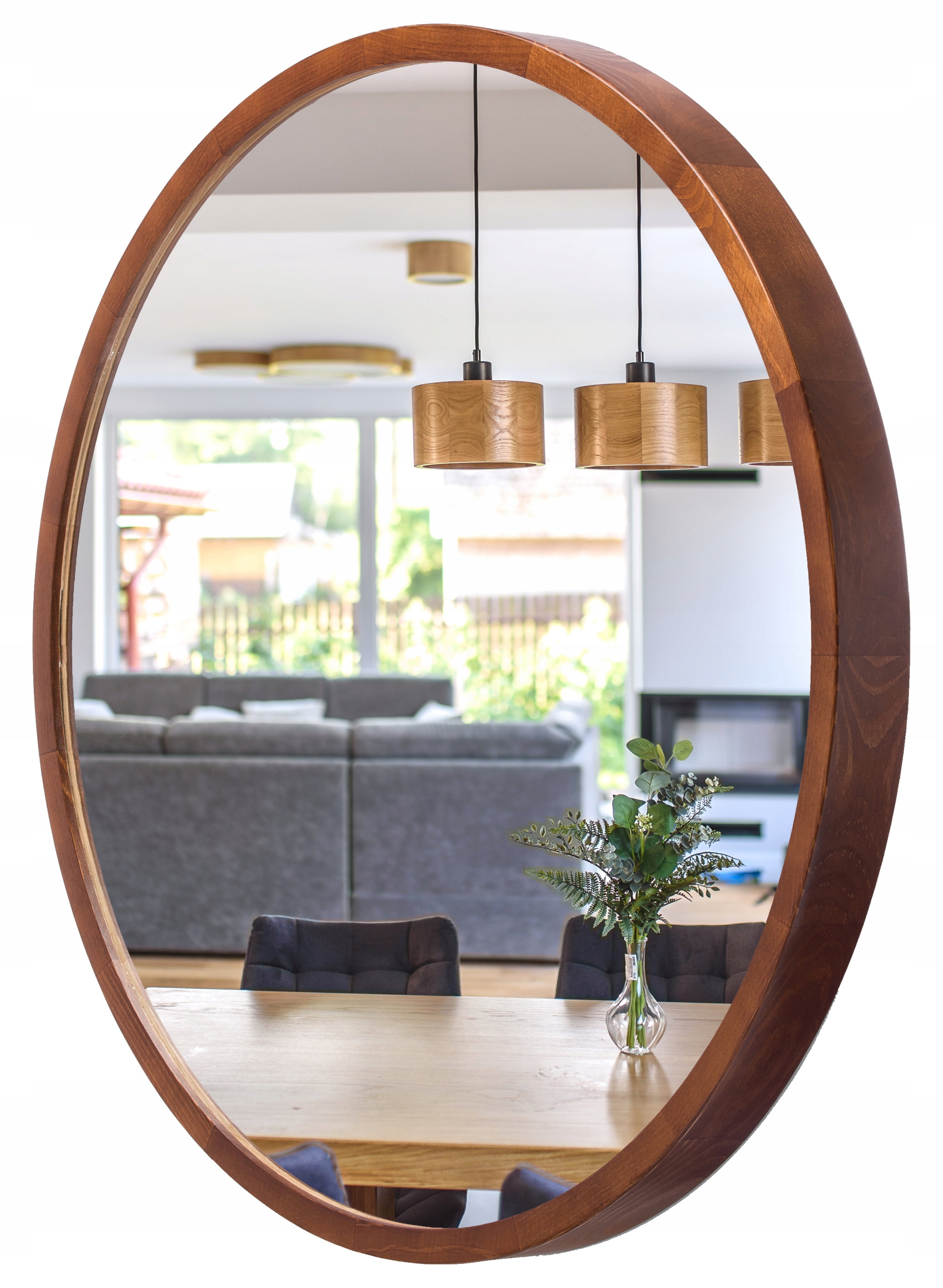 Kúpeľňové zrkadlo Leja okrúhle fi575 Orech v drevenom ráme, Stylové