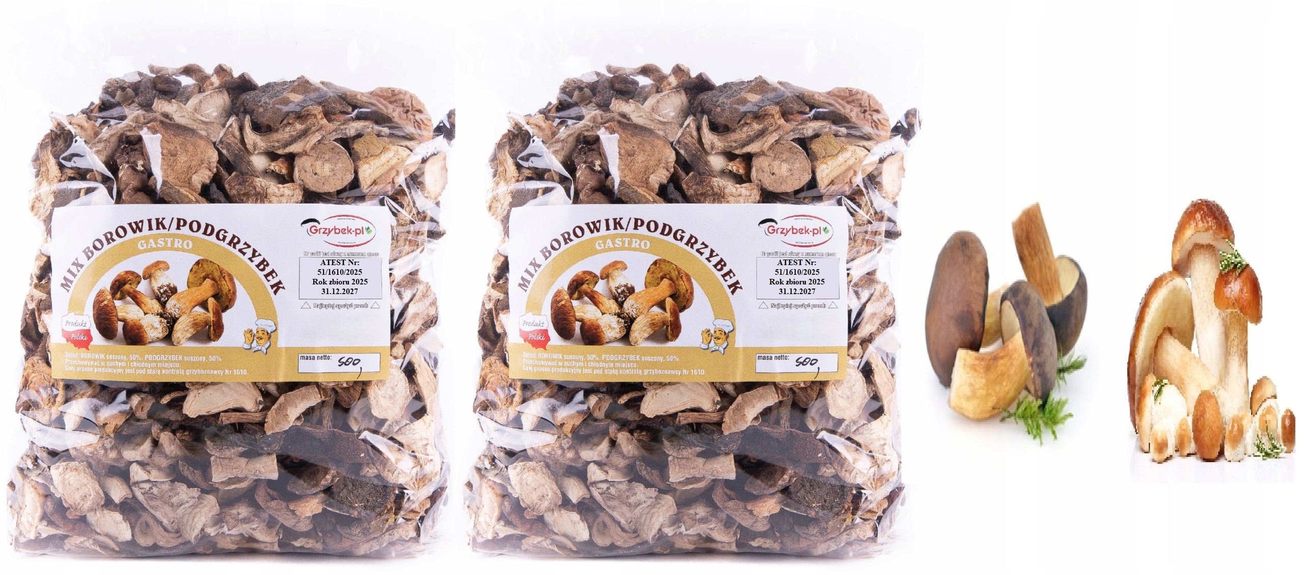 MIX Borowik+podhoubík Gastro 1kg Nová Sbírka 2025 Pl Atest sušené houby