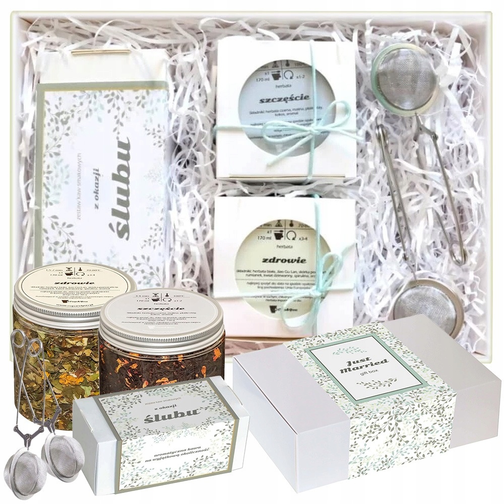 Upominek Dla Młodej Pary Zestaw Kaw Smakowych Herbaty Zaparzacz