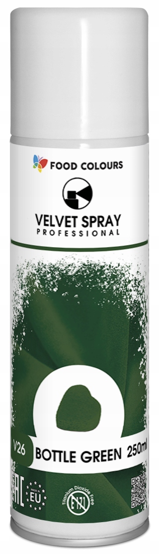 Semiš ve spreji Bottle Green zelený Velvet Food Colours 250 ml