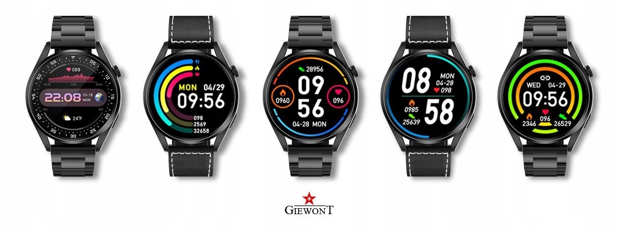 ZEGAREK MĘSKI SMARTWATCH POŁĄCZENIA TĘTNO PL MENU Kolor czarny