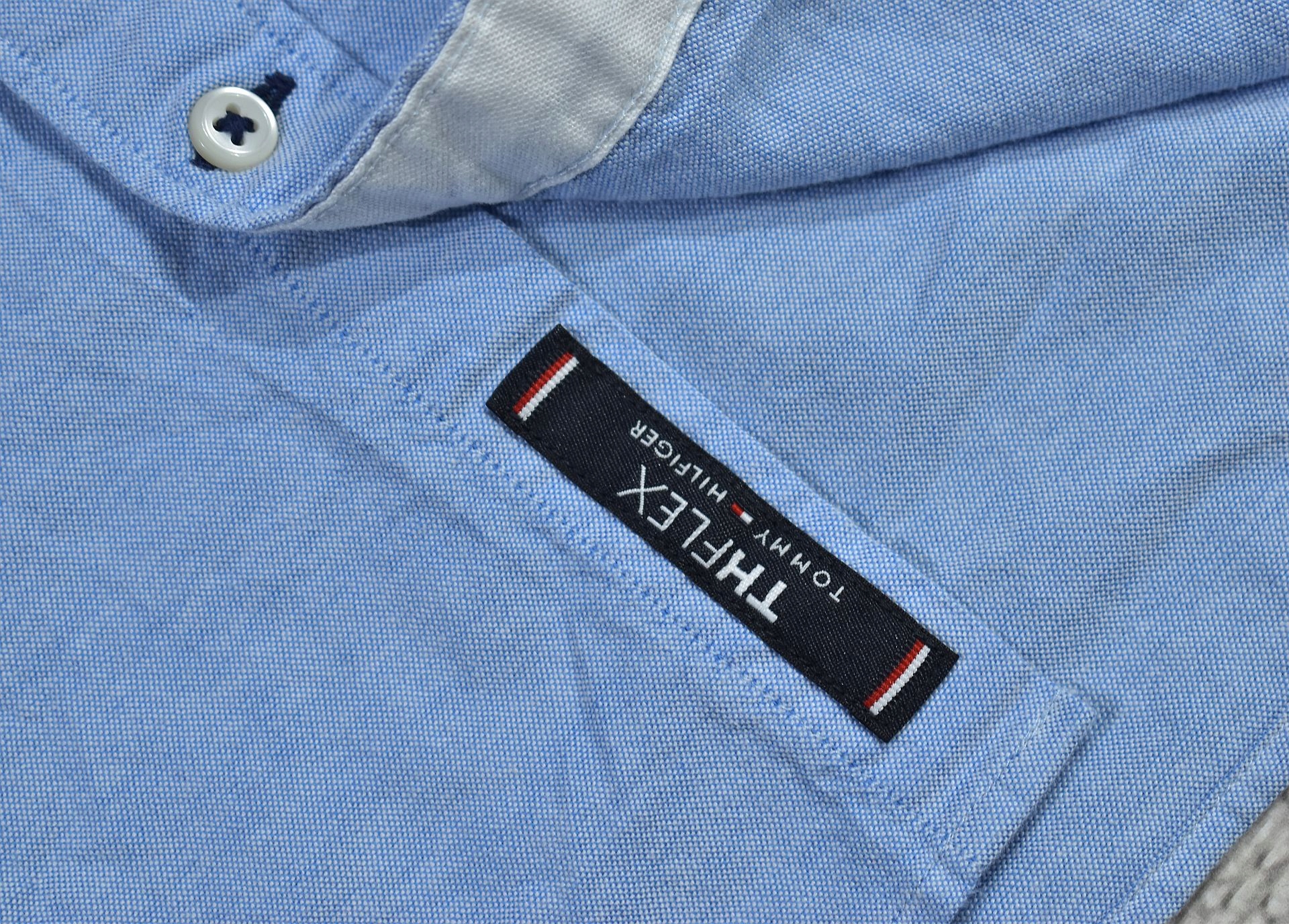 TOMMY HILFIGER Koszula Błękitna Logowana Męska / M Odcień błękitny