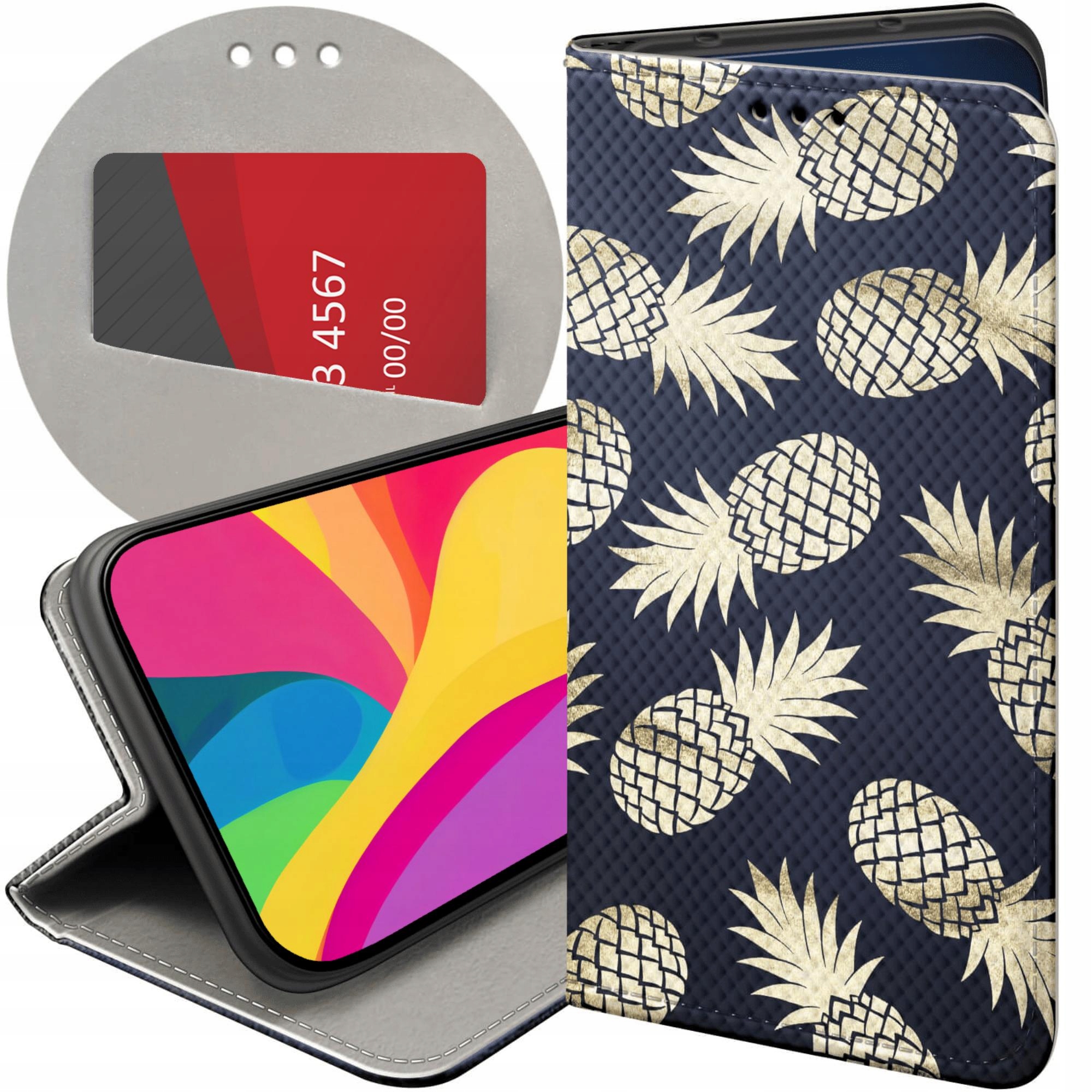 Etui Z Klapką Do Xiaomi Redmi Note 9T Ananas Owoce Egzotyczne Case