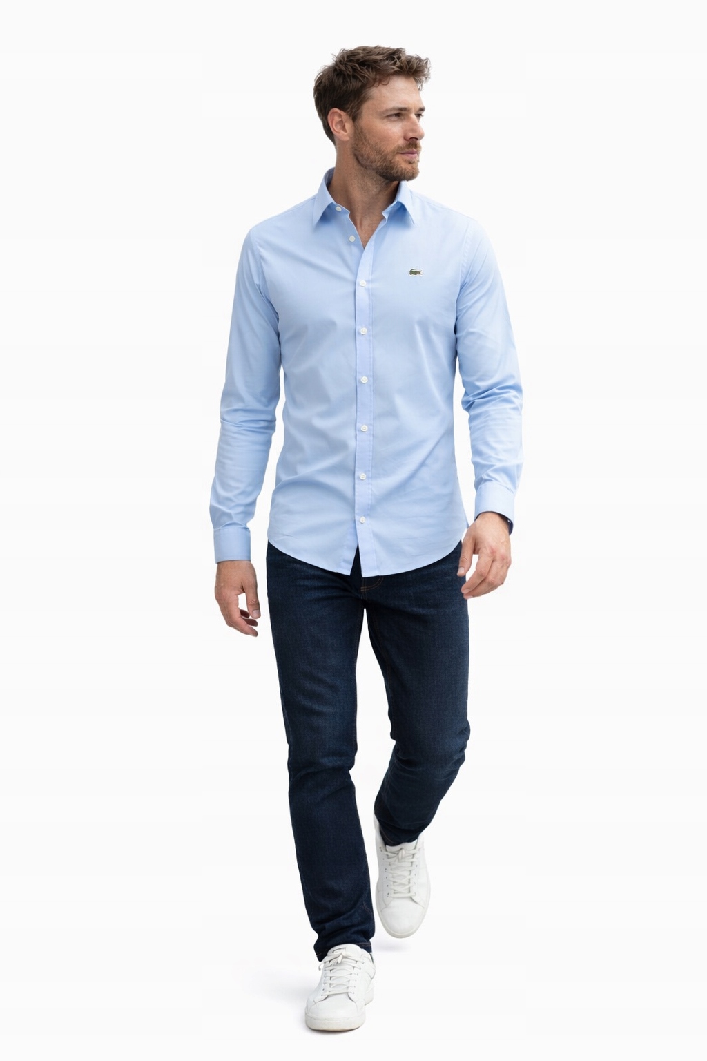 Lacoste Klasická Modrá Bavlněná Košile S Dlouhým Rukávem 42 I3B