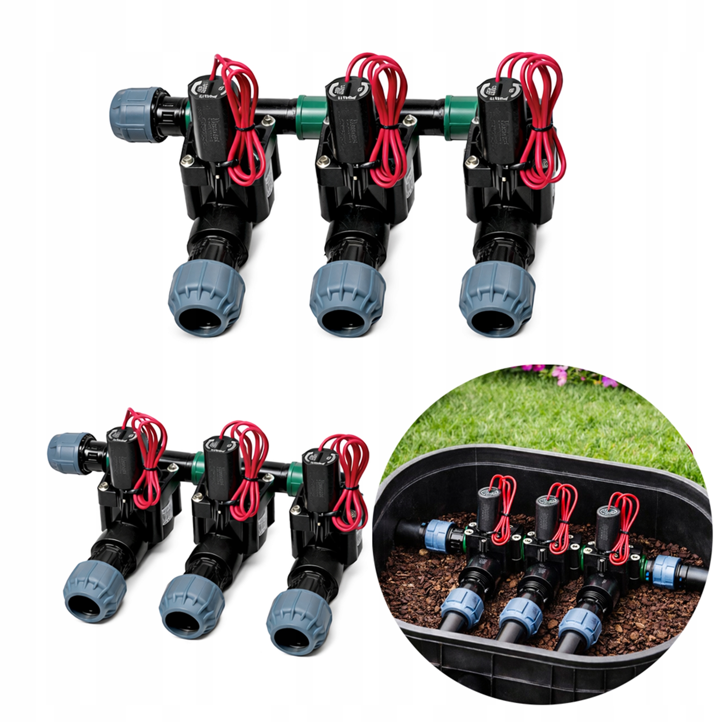 Kolektor Rozdělovač 3 sekcí Hunter Pgv 100 na Pe trubku 25 mm Zavlažování