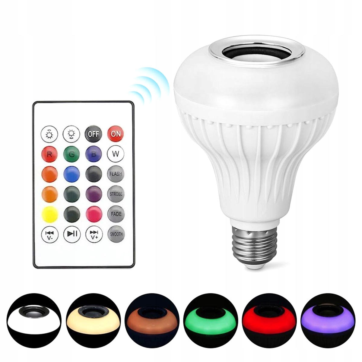 ŻARÓWKA KOLOROWA LED GŁOŚNIK BLUETOOTH MUZYKA RGB E27 Marka Aptel
