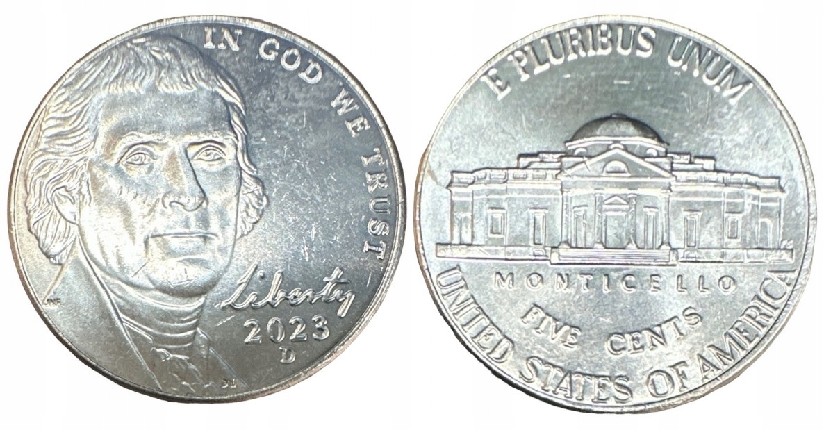 5 centów USA (2023) - Thomas Jefferson Mennica Philadelphia