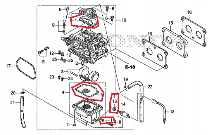 Zestaw uszczelek gaźnika GCV530 HONDA uszczelka Typ uszczelka