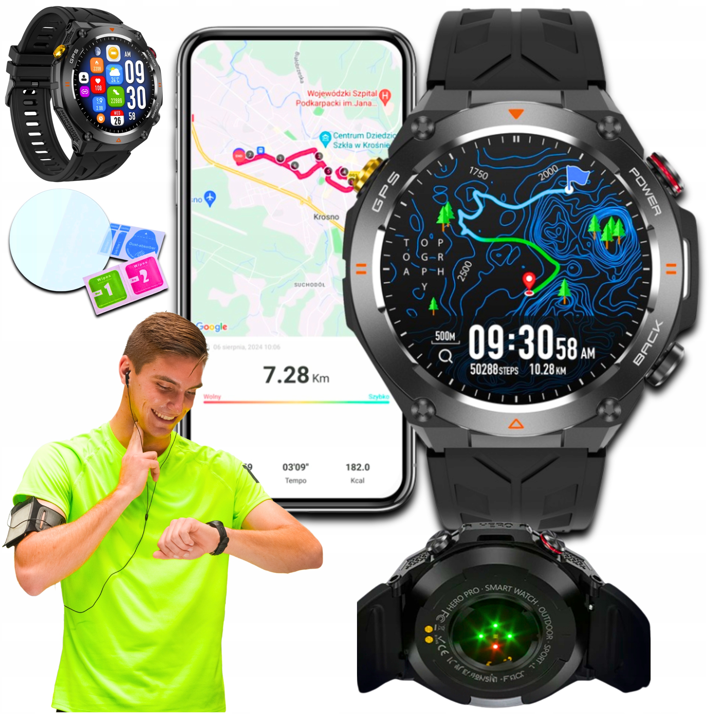 Smartwatch Zegarek Męski Gps Sport Wodoodporny Smart Watch Menu Pl