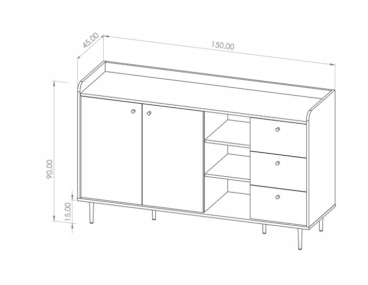 Komoda Vasina 2D3SZ w stylu loft Kolekcja VASINA