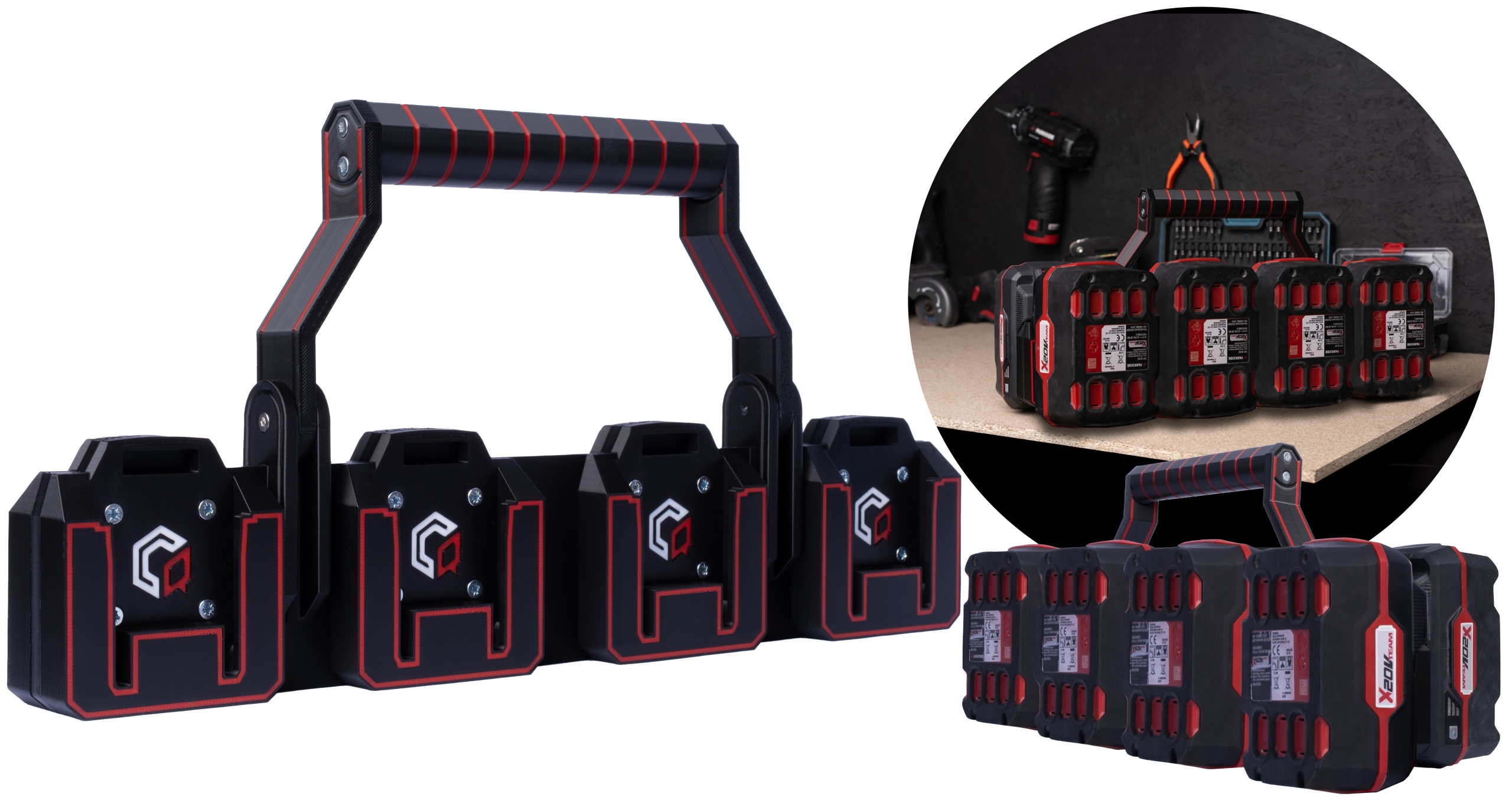 Transporter koszyk uchwyt na 8 akumulatorów Parkside