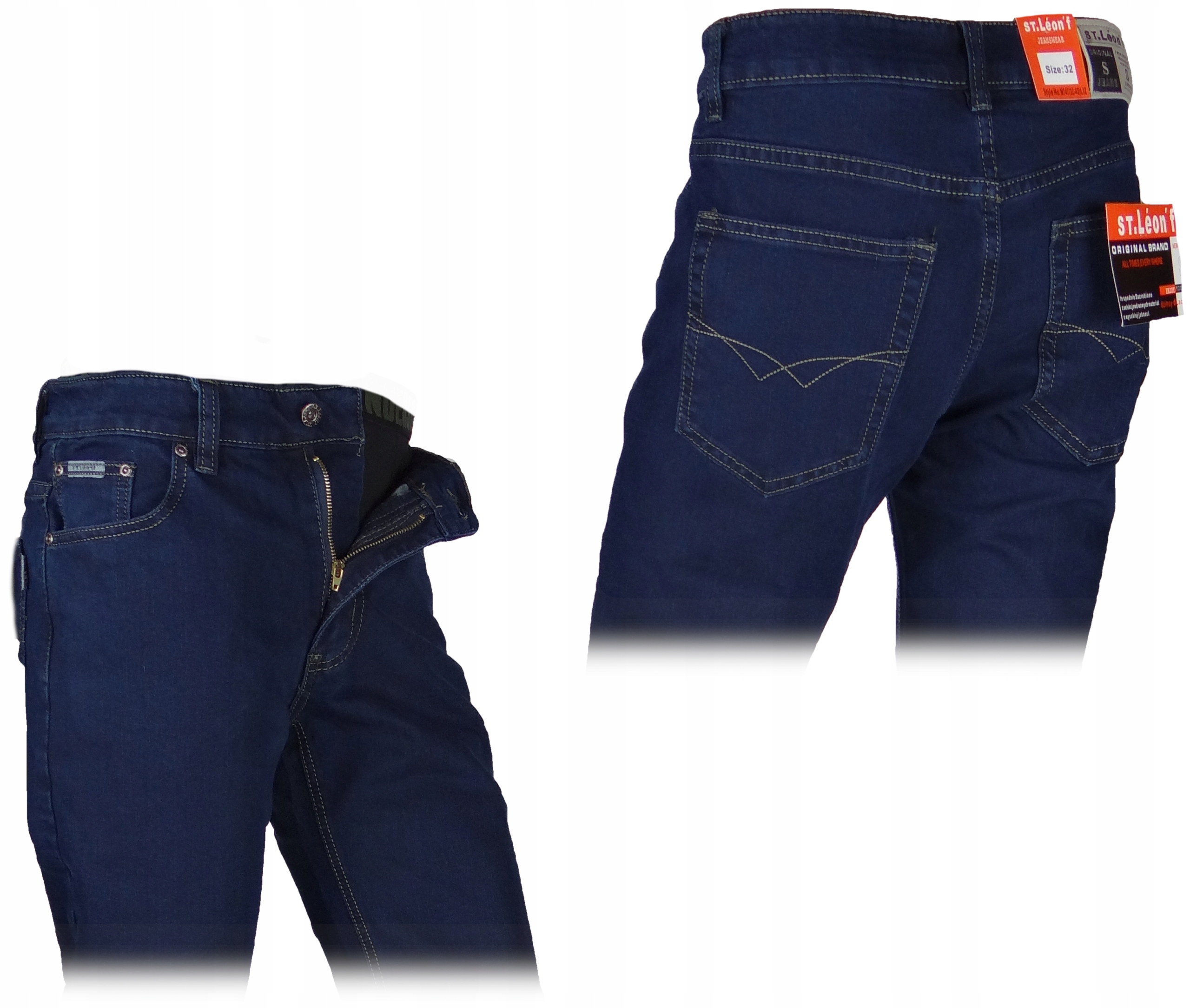 Spodnie Jeans męskie 33/32 S'TEM stretch granatowe Klasyczne Różne Rozmiary Rozmiar 33/32