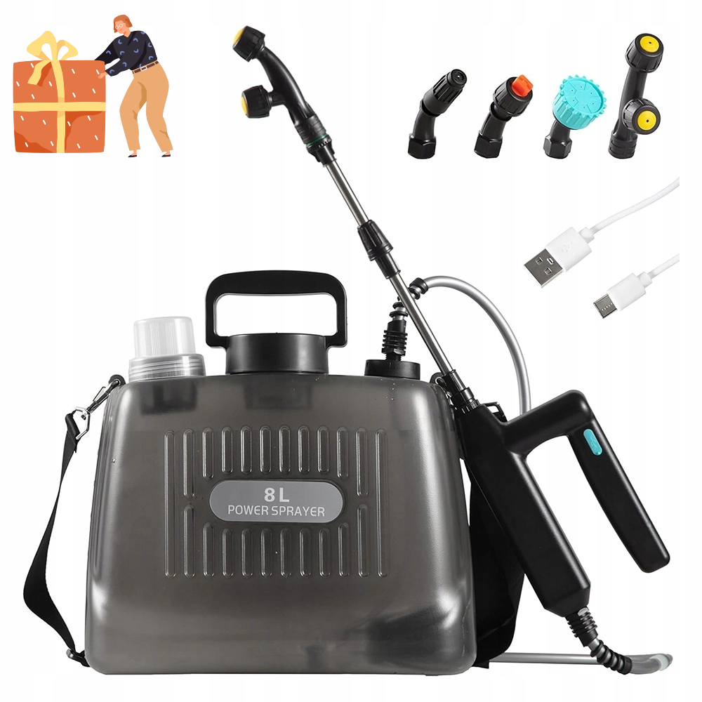 Zahradní Tlakový Akumulátorový Postřikovač Lehký Lanka 2,0AH Li-ion 8 L