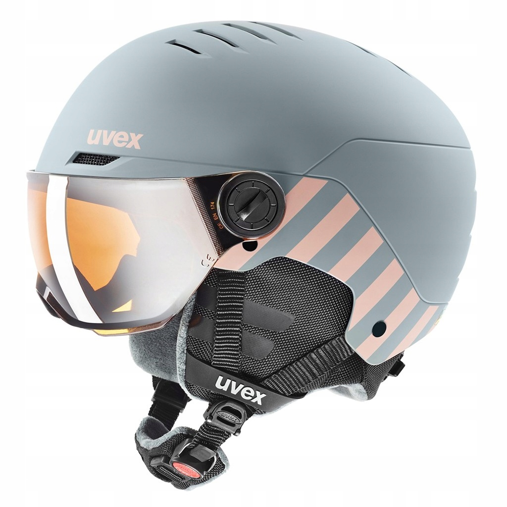 Lyžařská přilba Uvex Rocket Junior Visor Šedá, velikost 3 (51-55 cm)