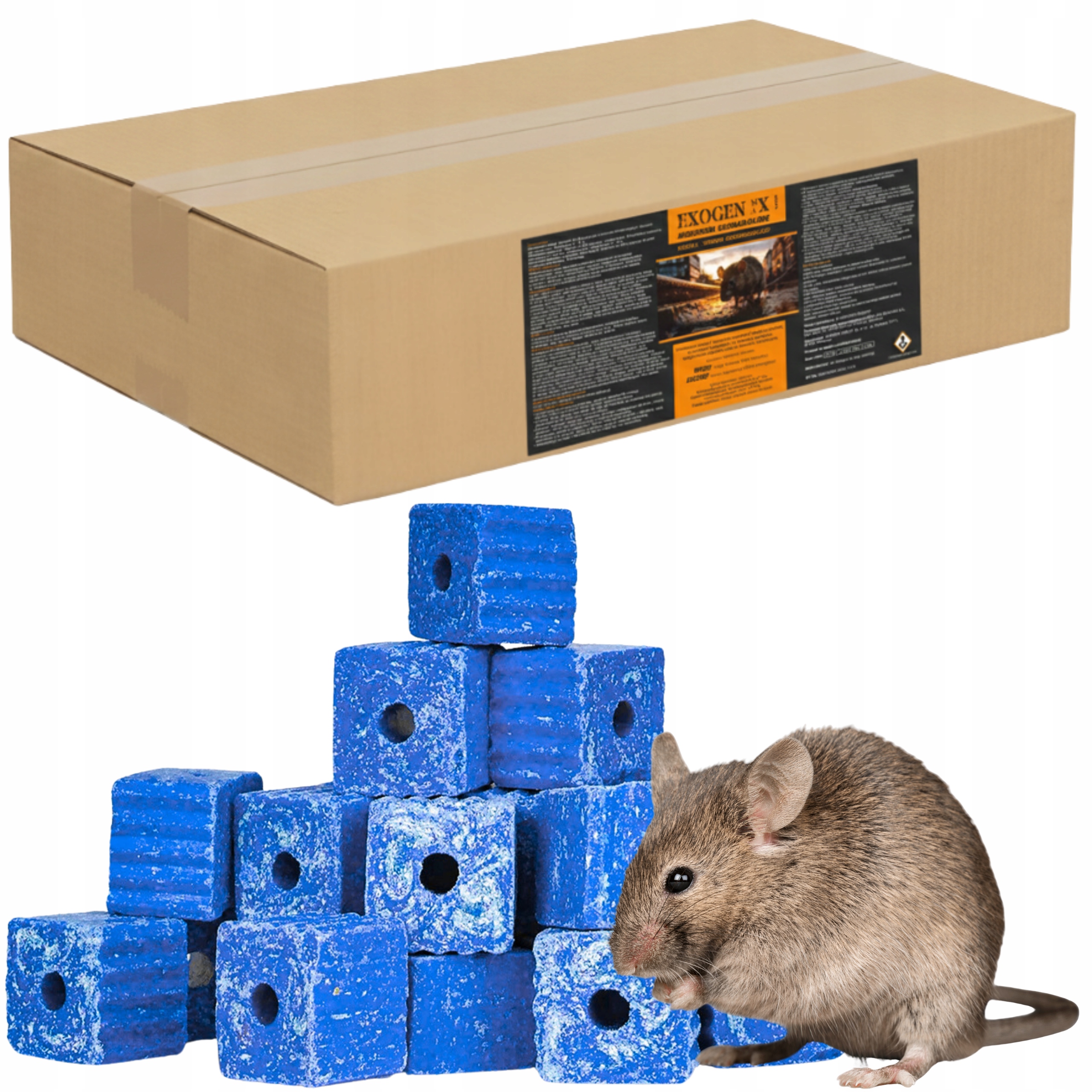 Silný jed proti myším, hlodavcům Vosková Kostka 10 Kg ExogenMax Brodifakum