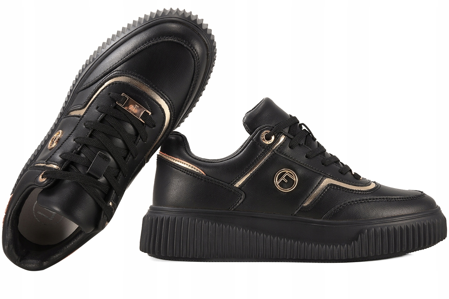 Filippo DP6727 Dámské Polobotky Tenisky Na Platformě Kožené 39 Černá