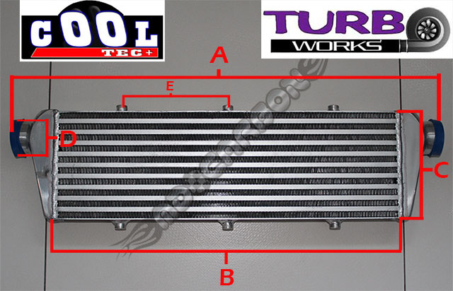 Intercooler 550x180x65 2,25 57mm TurboWorks CoolT Typ samochodu Niezdefiniowany Samochody dostawcze Samochody osobowe