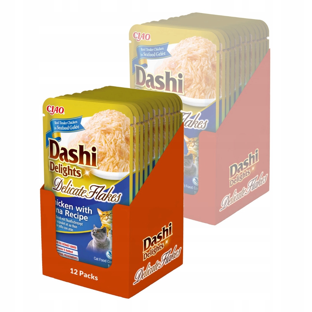 Levně Inaba Cat Dashi Delights vločky 24x40g Pro Kočky Pamlsek kuřecí tuňák
