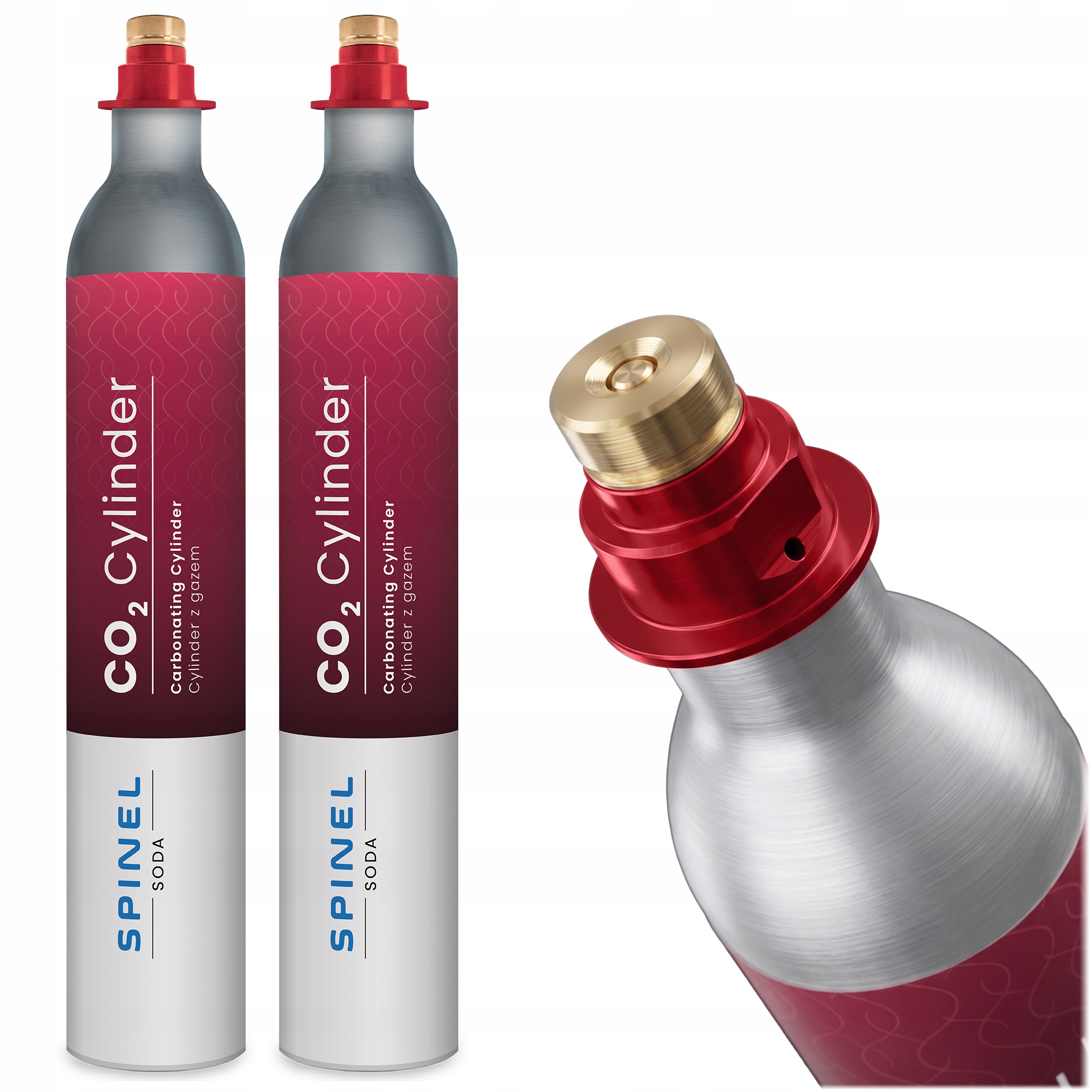 2x CO2 Náboj Spinel Soda Quick Change Cylinder S Plynem Do Saturatoru Růžový