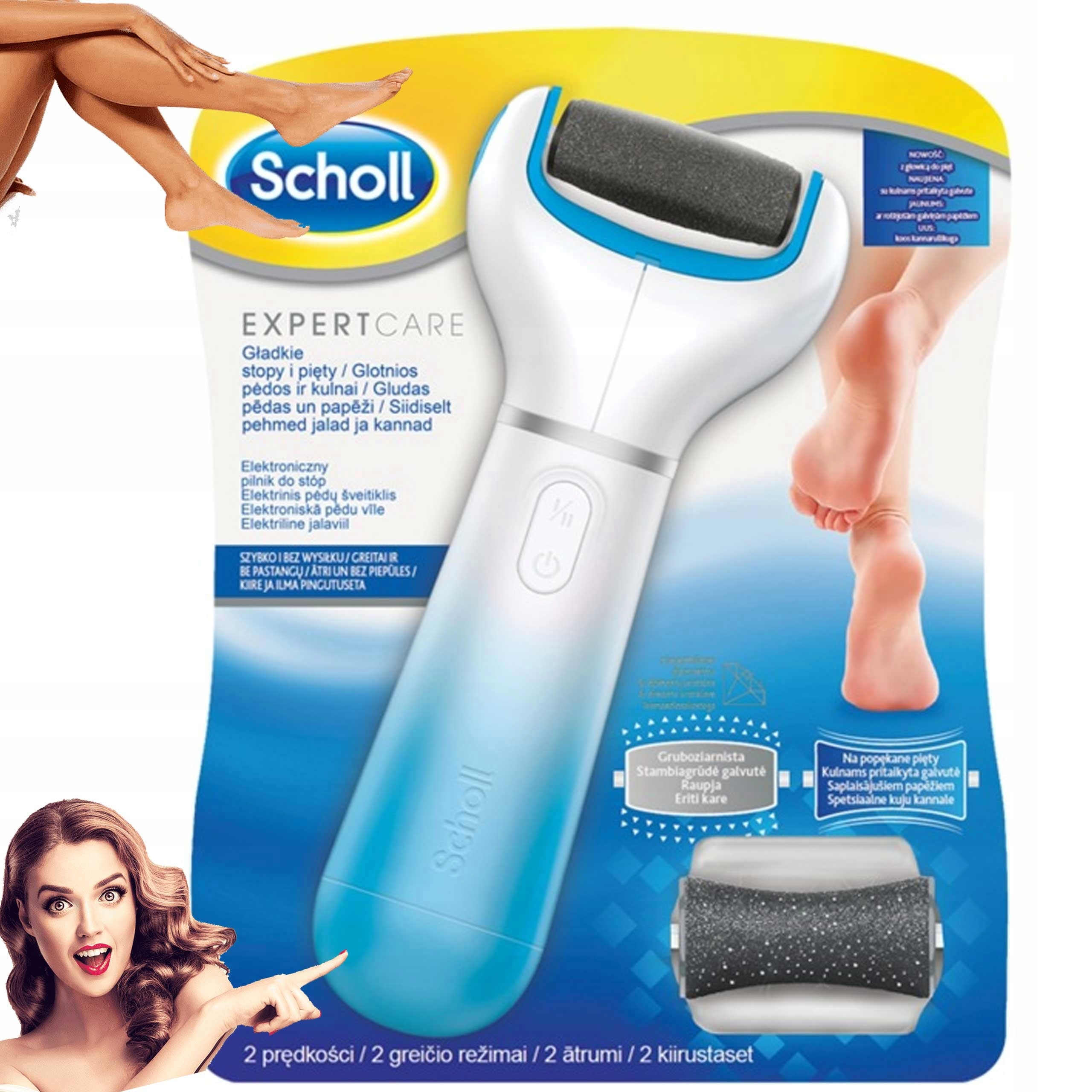 Pilnik Do Pięt Stóp Scholl Velvet Smooth 2 Prędkości Elektryczny