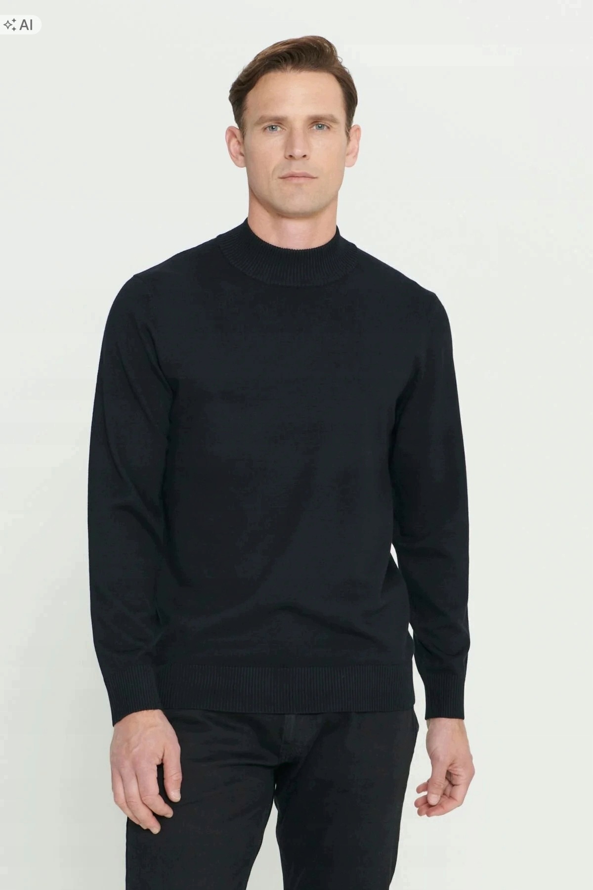 Hladký Černý Pánský Svetr S Minimalistickým Pologolfem 3XL 5IA