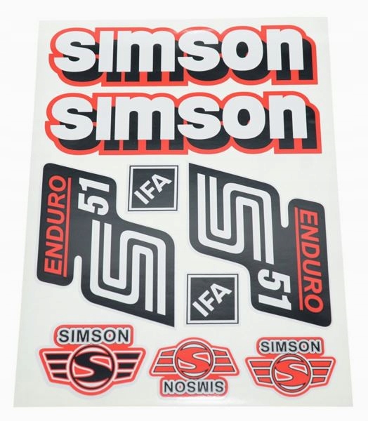 

Naklejki komplet Simson S51 Enduro czerwone