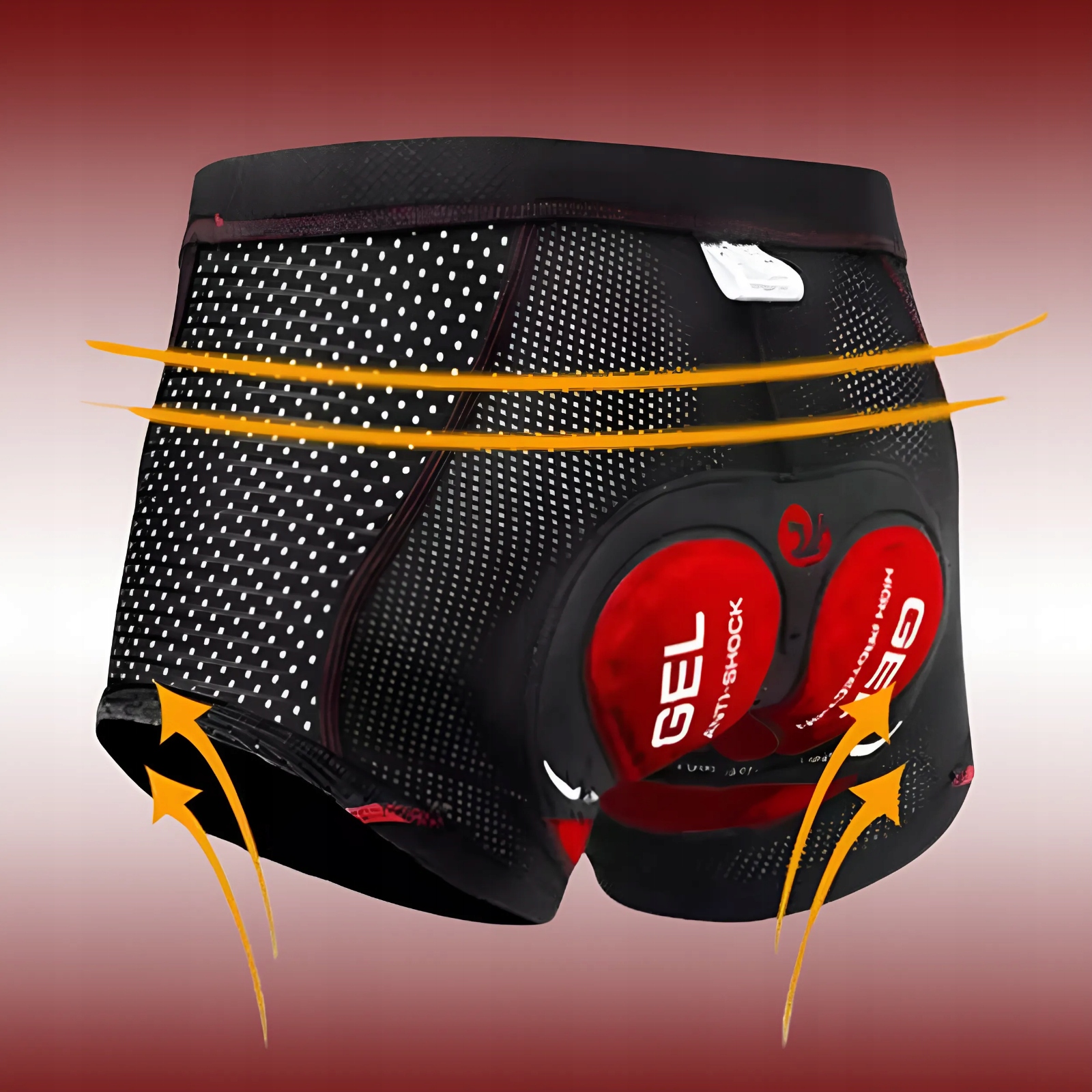 SPODENKI ROWEROWE SZORTY KOLARSKIE BOKSERKI MĘSKIE Z WKŁADKĄ 3D ŻELOWĄ XXL Kolor czarny