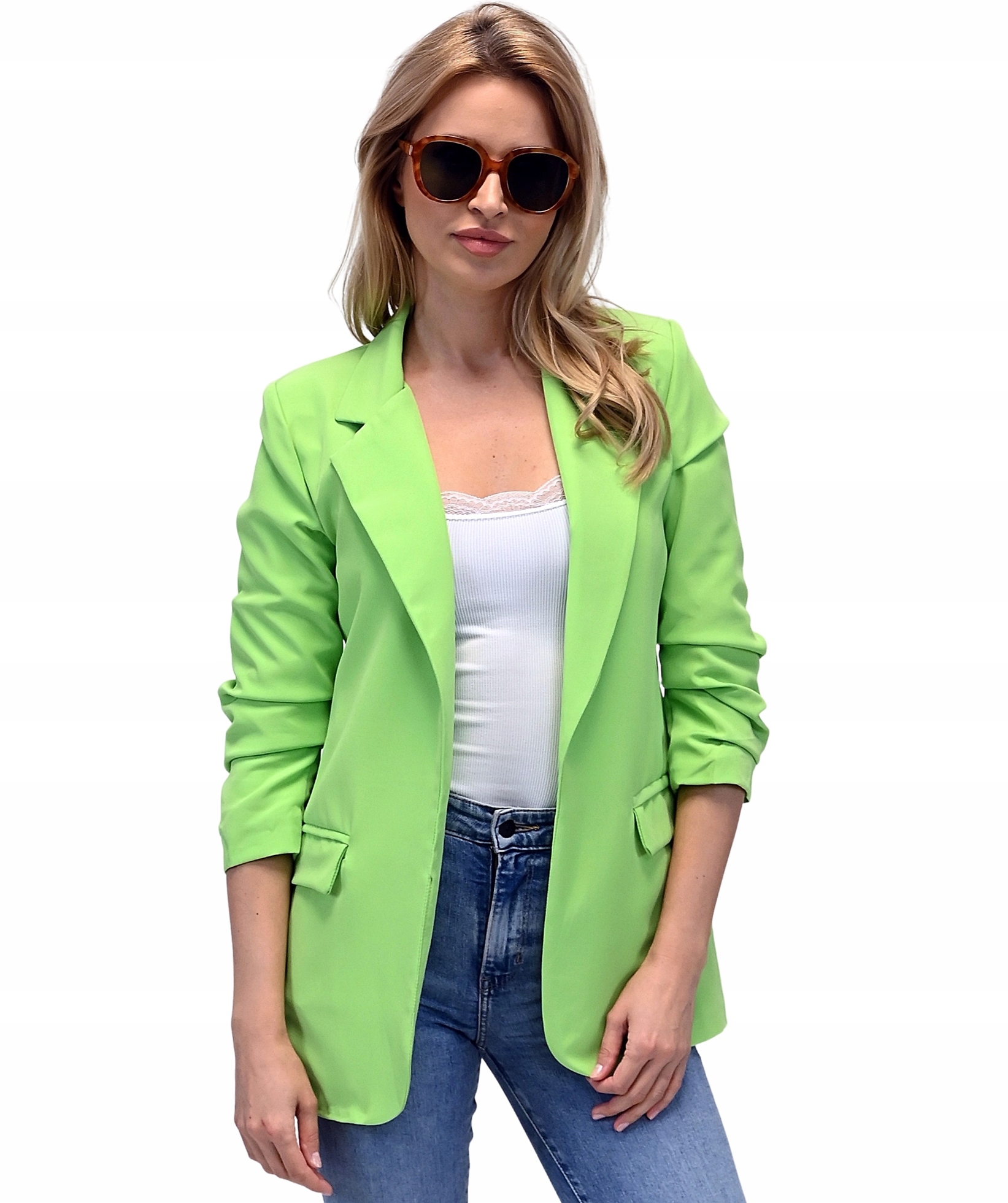 MARYNARKA damska Żakiet NARZUTKA Limonka - XL/42 Kod producenta S1 Marynarka damska Żakiet Narzutka