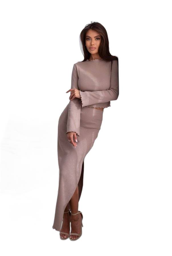 Netradiční Komplet Gaia Latte Halenka Sukně S