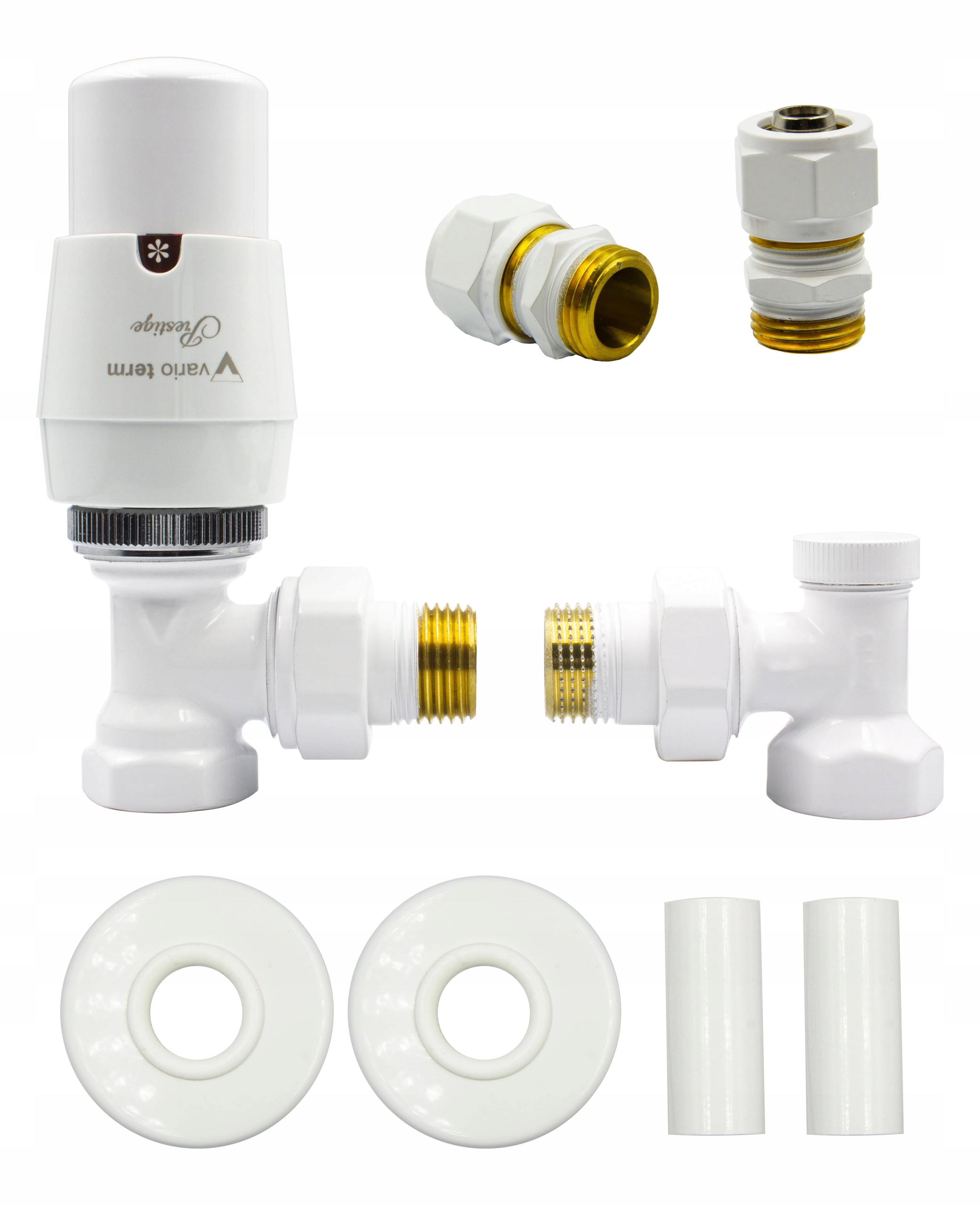 

Zawory termos. Elegant biały mat+ Pex16 rozety