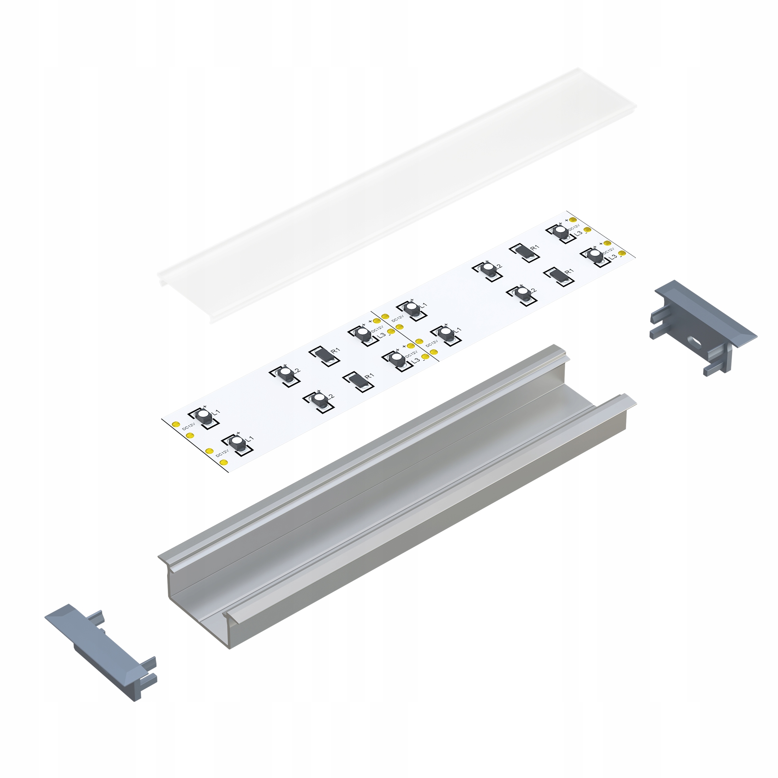 PROFIL LED GEMI SZEROKI NA 2 TAŚMY LED CZARNY 3M Z KLOSZEM PMMA EAN (GTIN) 5904405930595