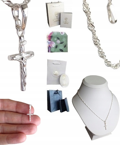 Łańcuszek Srebrny 925 Krzyżyk Komplet (na PREZENT / Komunia )