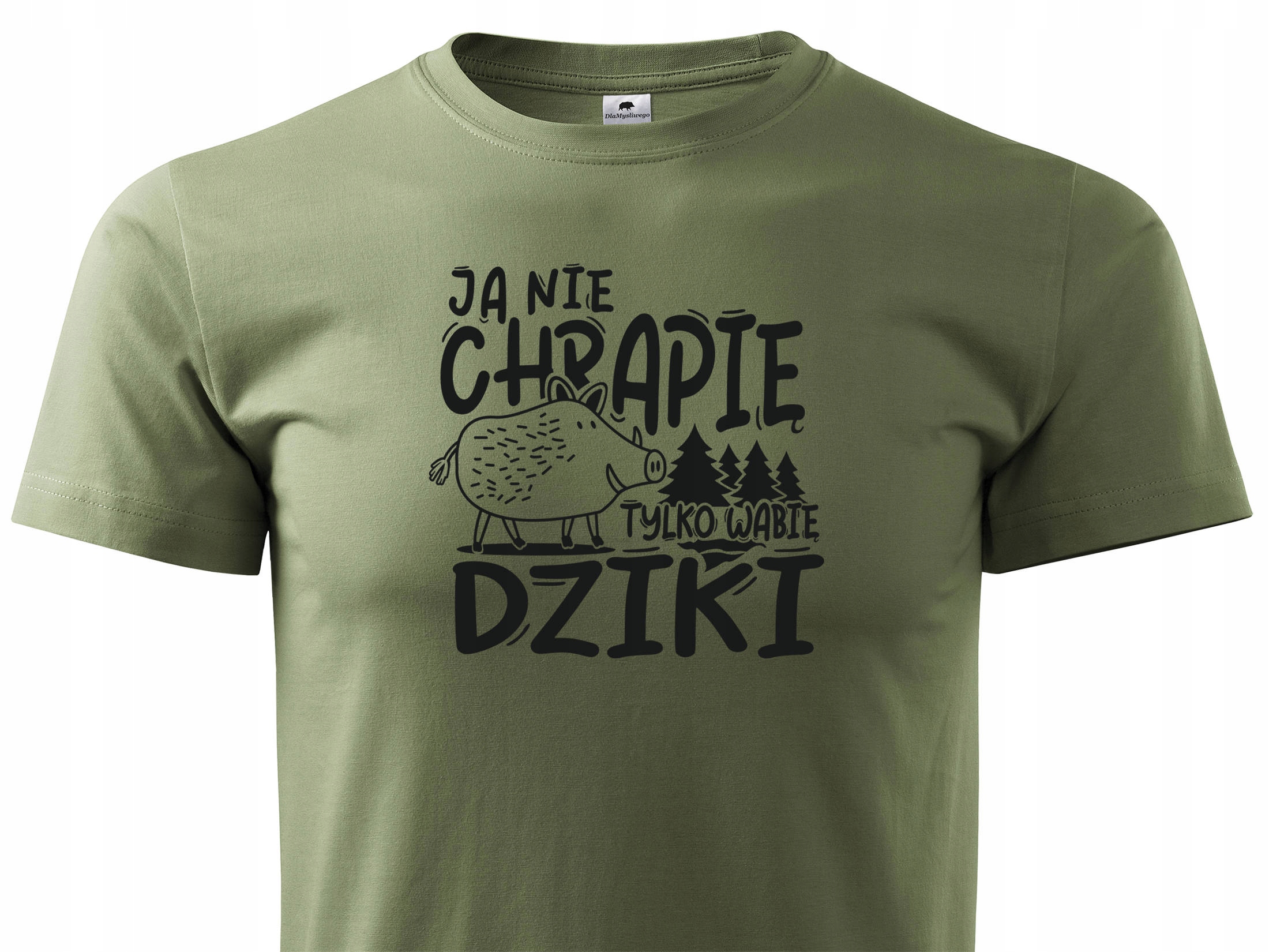 

Podkoszulka khaki DlaMyśliwgo napis Wabię Dziki
