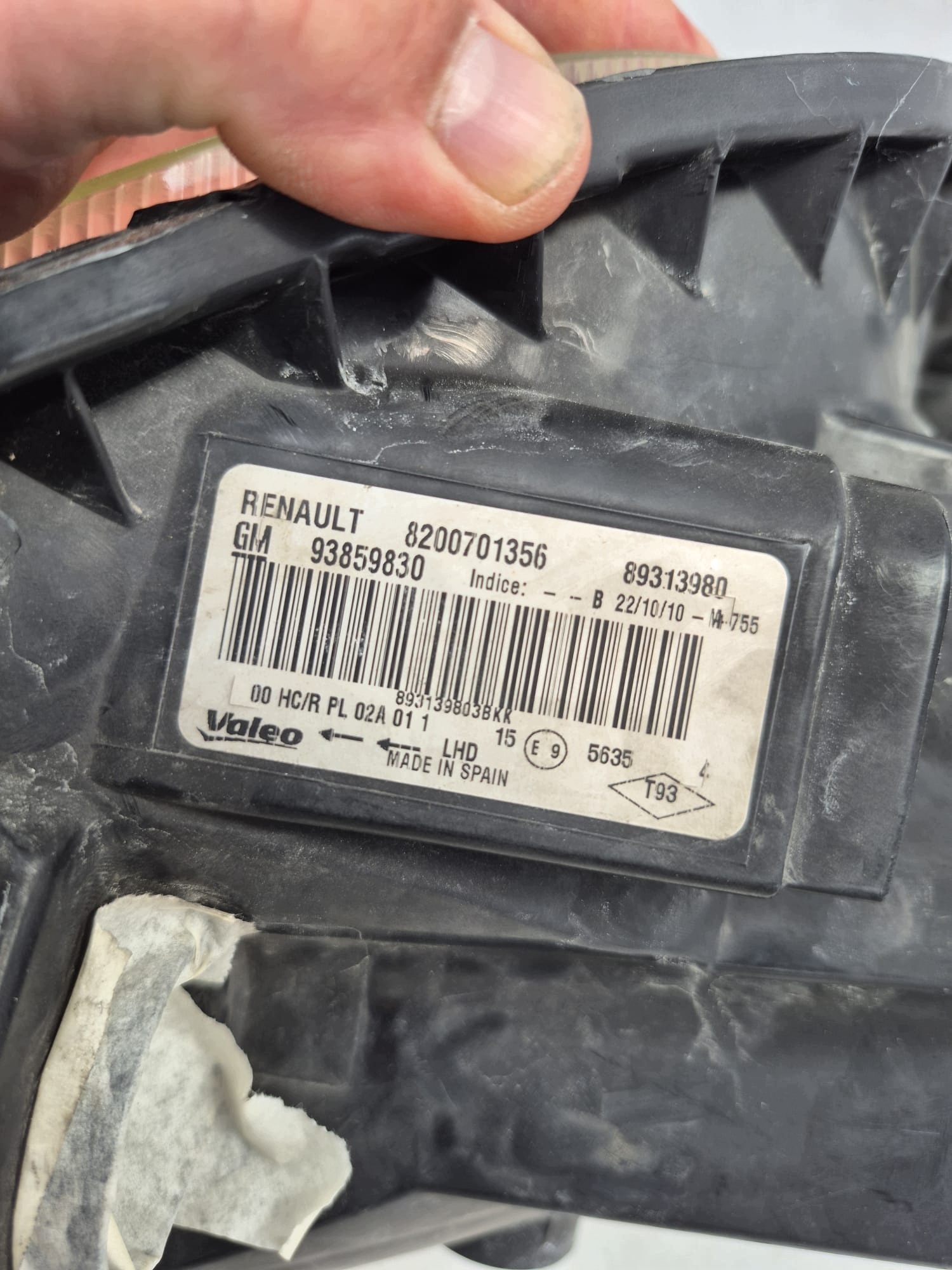 RENAULT TRAFIC II VIVARO A LIFT 06- light right front front 93859830