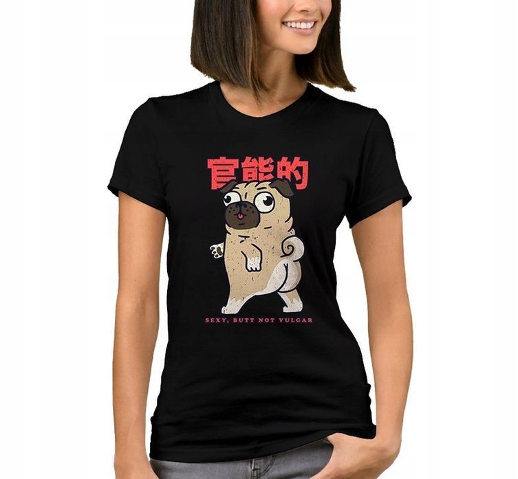 

Bluzka Damska z Nadrukiem Prezent Pug Mops Xs