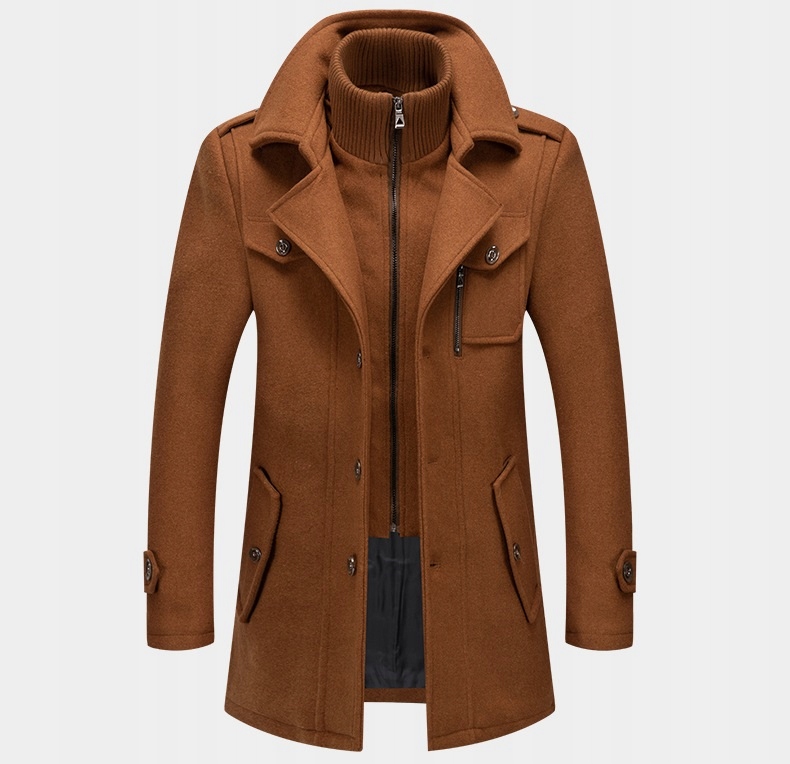 PŁASZCZ MĘSKI ZIMOWY KLASYCZNY Wełna Elegancki Marka bez marki