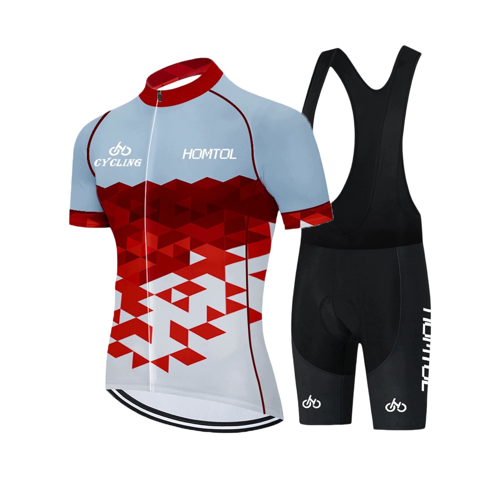 Męski Strój Kolarski Rowerowy Sportowy Komplet Wkładka Żelowa Czerwony S