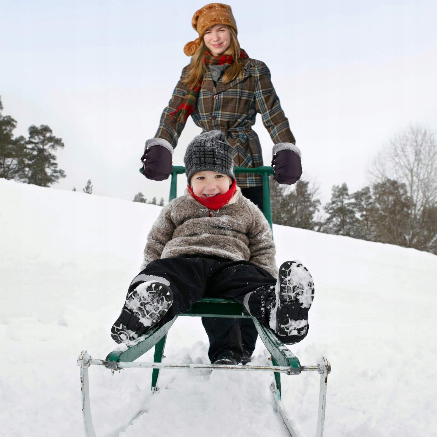 KASZMIROWE RĘKAWICZKI NA WÓZEK SANKI BAGGAGE 1 PAR Wzór dominujący bez wzoru