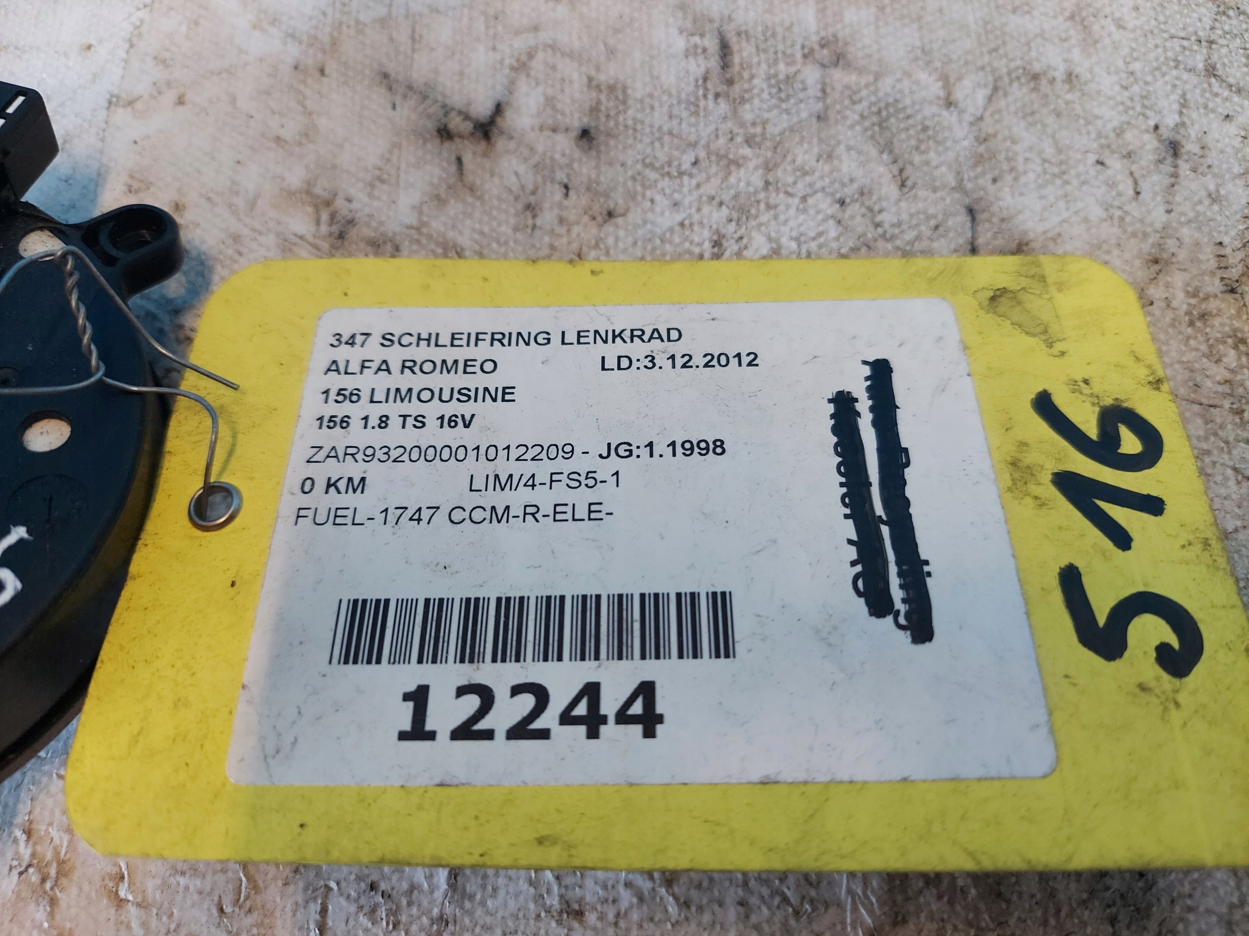 anneau airbag ALFA 156