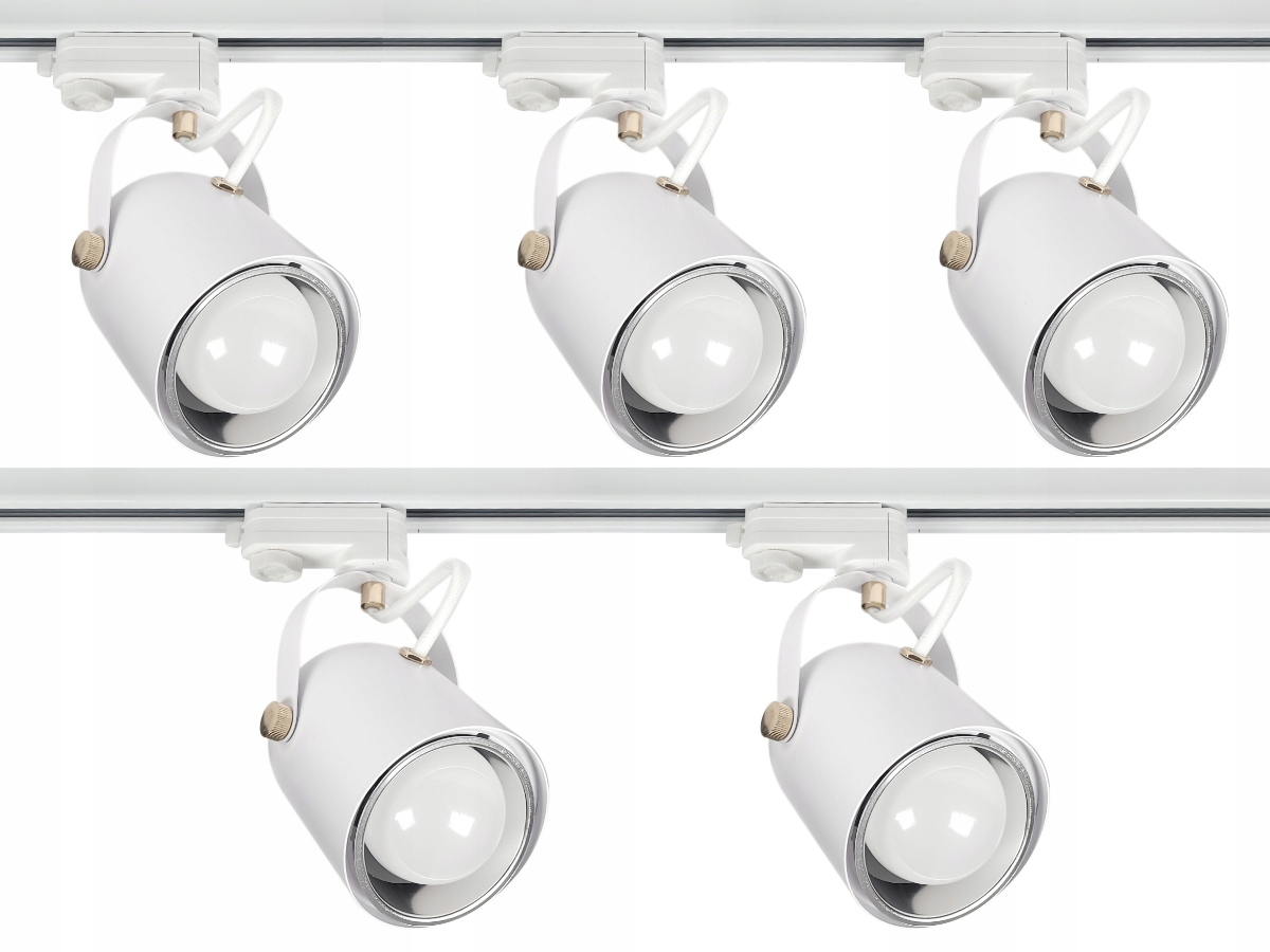 Oświetlenie Szynowe LED 5x Lampa Reflektor E27 Szynoprzewód 2m 3-Fazowy