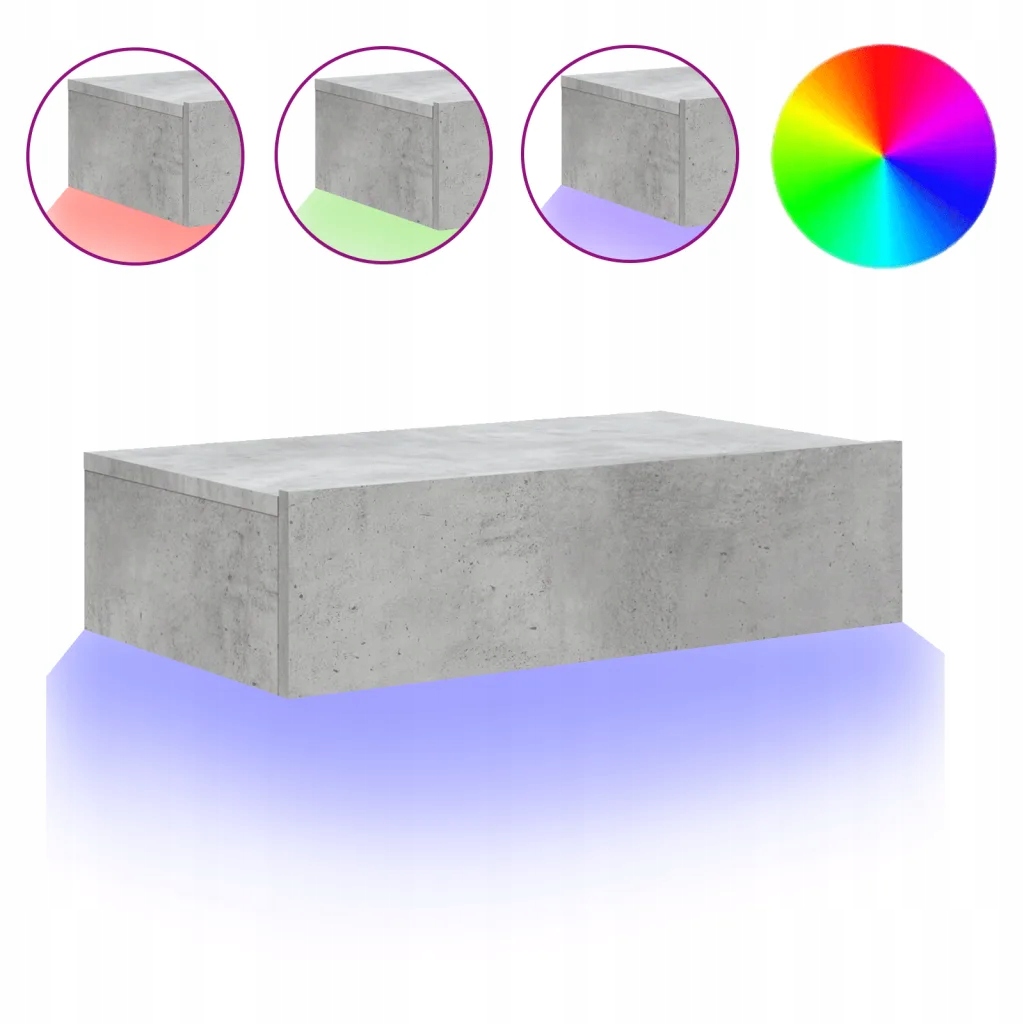Led Rgb televizní skříňka, materiál na bázi dřeva, šedá barva betonu, 60x