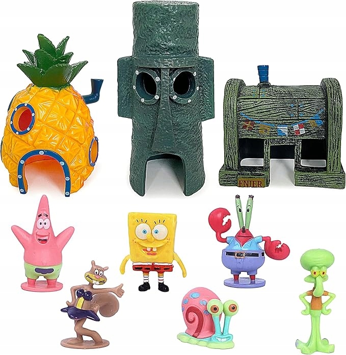 Levně Sada dekorací do akvária 8 dílů 3D pohádkové domečky