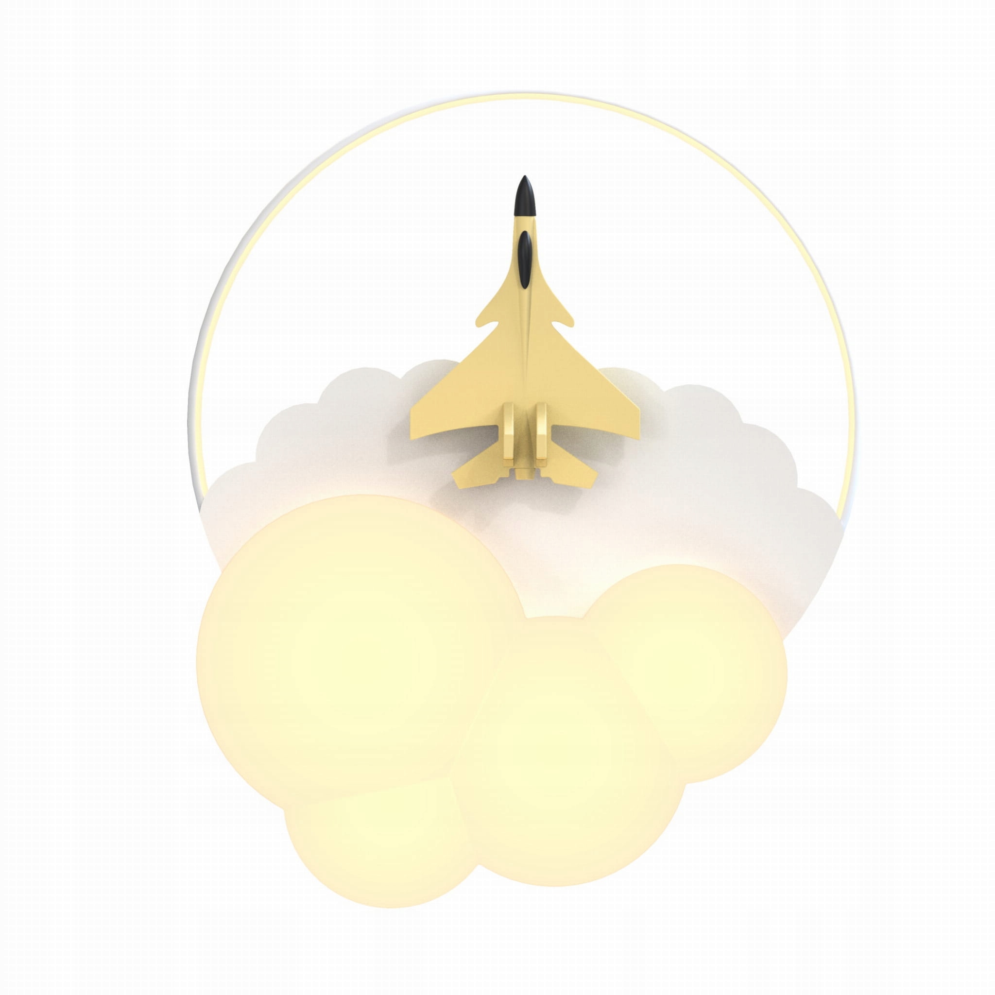 Stropná lampa s motívom lietadla uprostred oblakov pre dieťa Focus Led