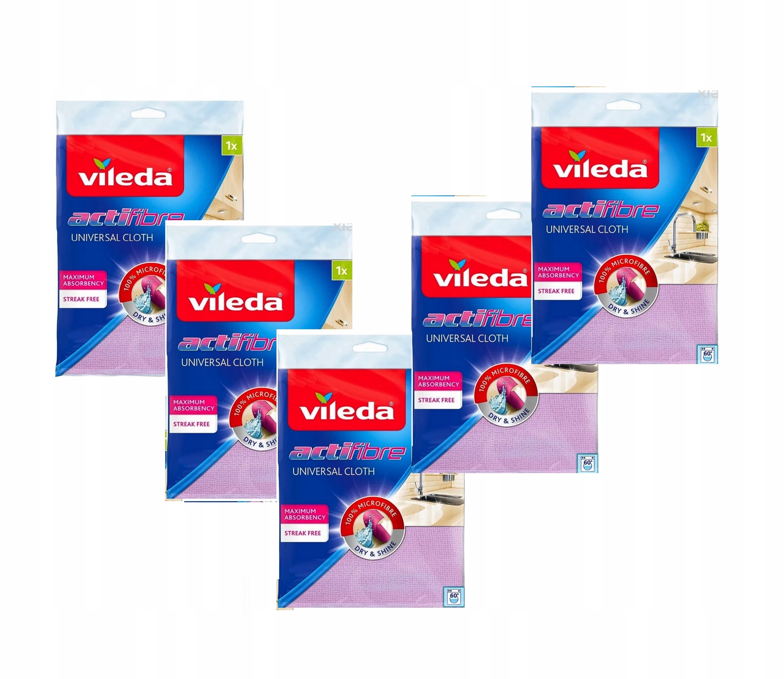 Vileda Ścierka Actifibre Uniwersalna Fioletowa Do Szyb Okien Fiolet x 5