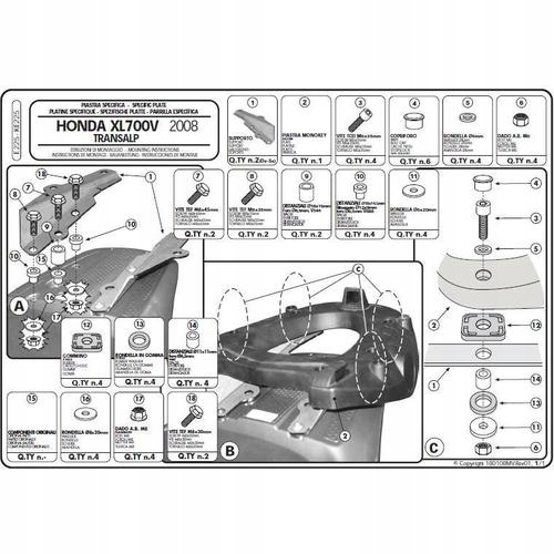 Kappa Rám Centrálneho Kufra Honda XL 700V Transalp (08-13) (s Doskou Mon