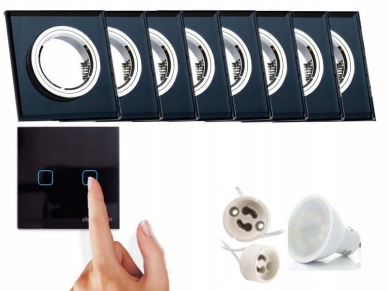 8X Skleněná Halogenová Lampa Na Strop, Vypínač Led Žárovky 7W, Velmi Teplá